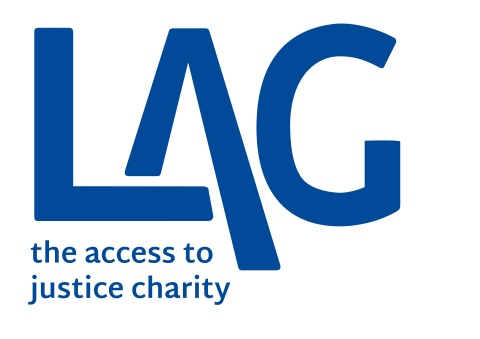 Blue logo reading "LAG, the access to justice charity"